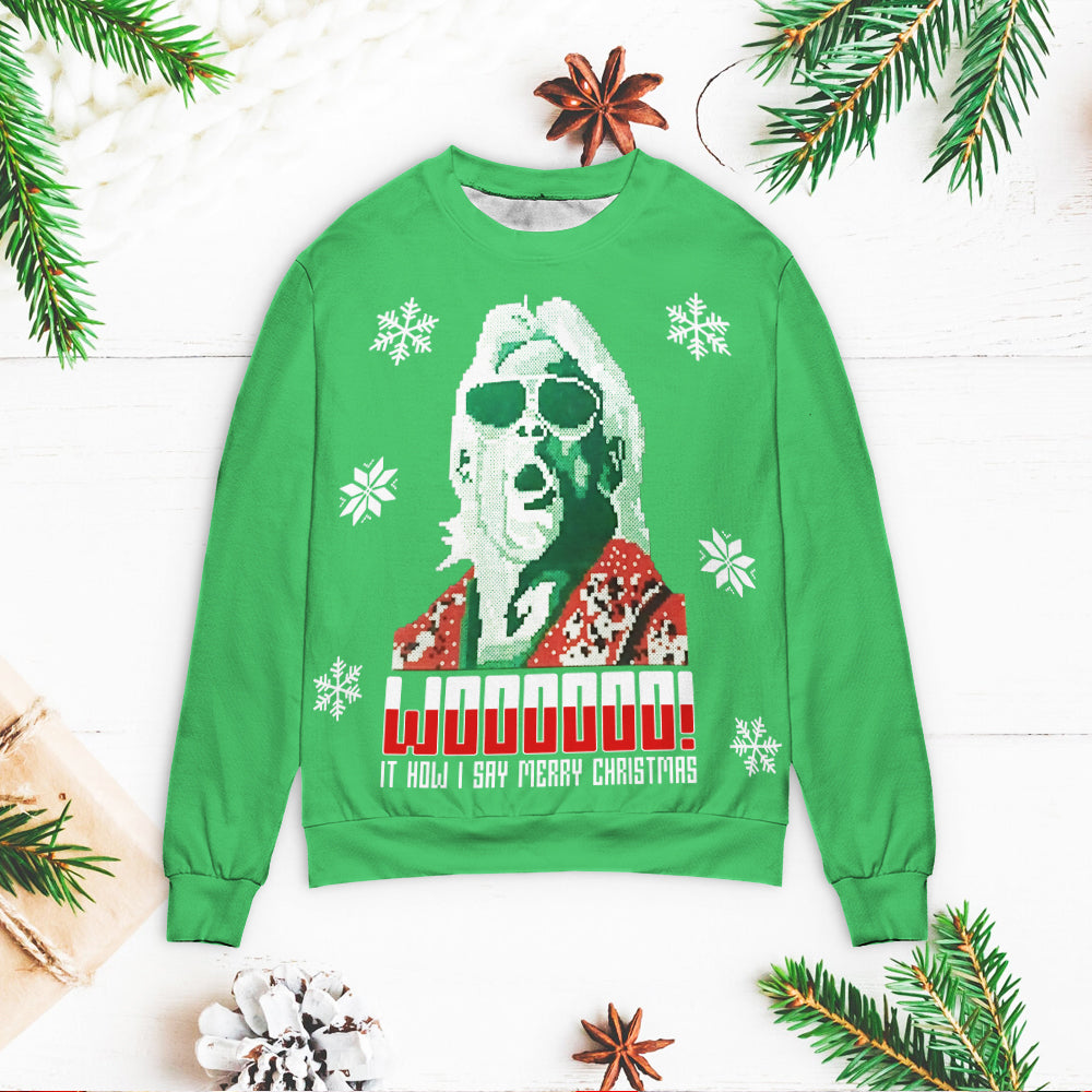 Santa surfing hawaiian summer Christmas Sweater - Holiday Gift product image 3