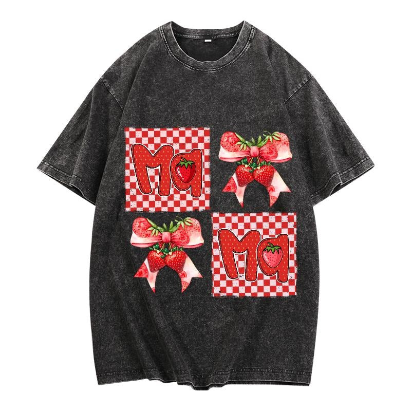 Washed Strawberry "Ma" Graphics: Sweet Tribute Mom - Adult & Kids T-Shirts, Sweatshirts & Hoodies apparel design preview 1