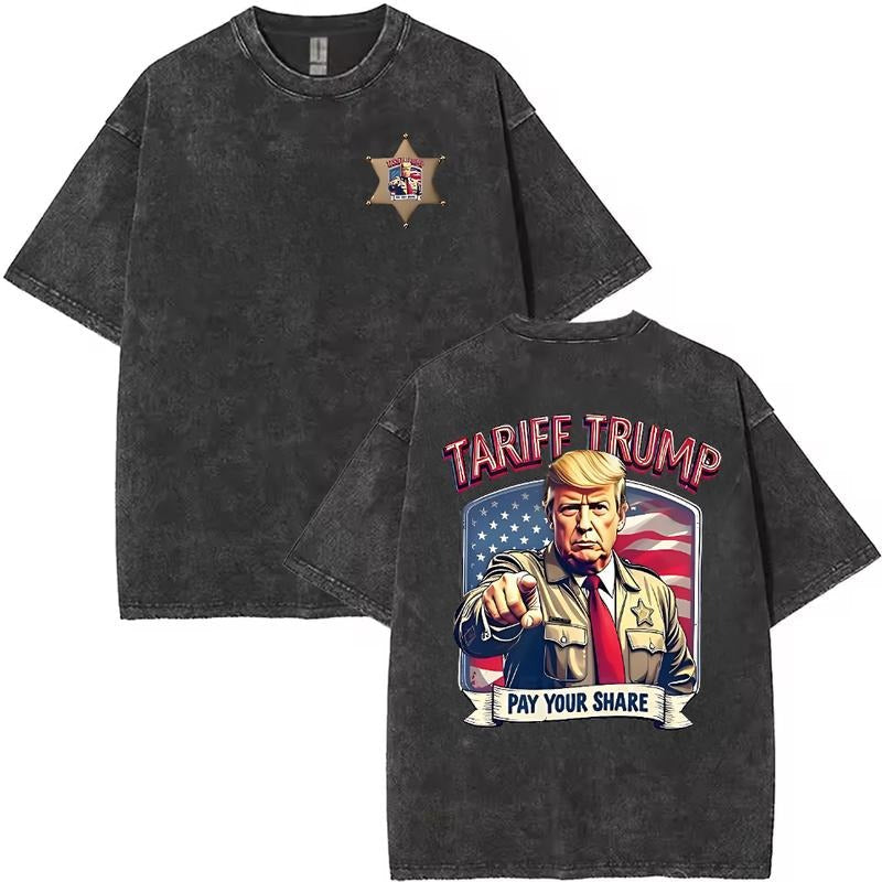 Washed Tariff Trump Motif: Blend Political Statement - Adult & Kids T-Shirts, Sweatshirts & Hoodies apparel design preview 1