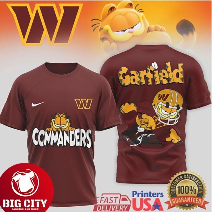 Washington Commanders Garfield Football Character Two - Adult & Kids T-Shirts, Sweatshirts & Hoodies apparel design preview 1