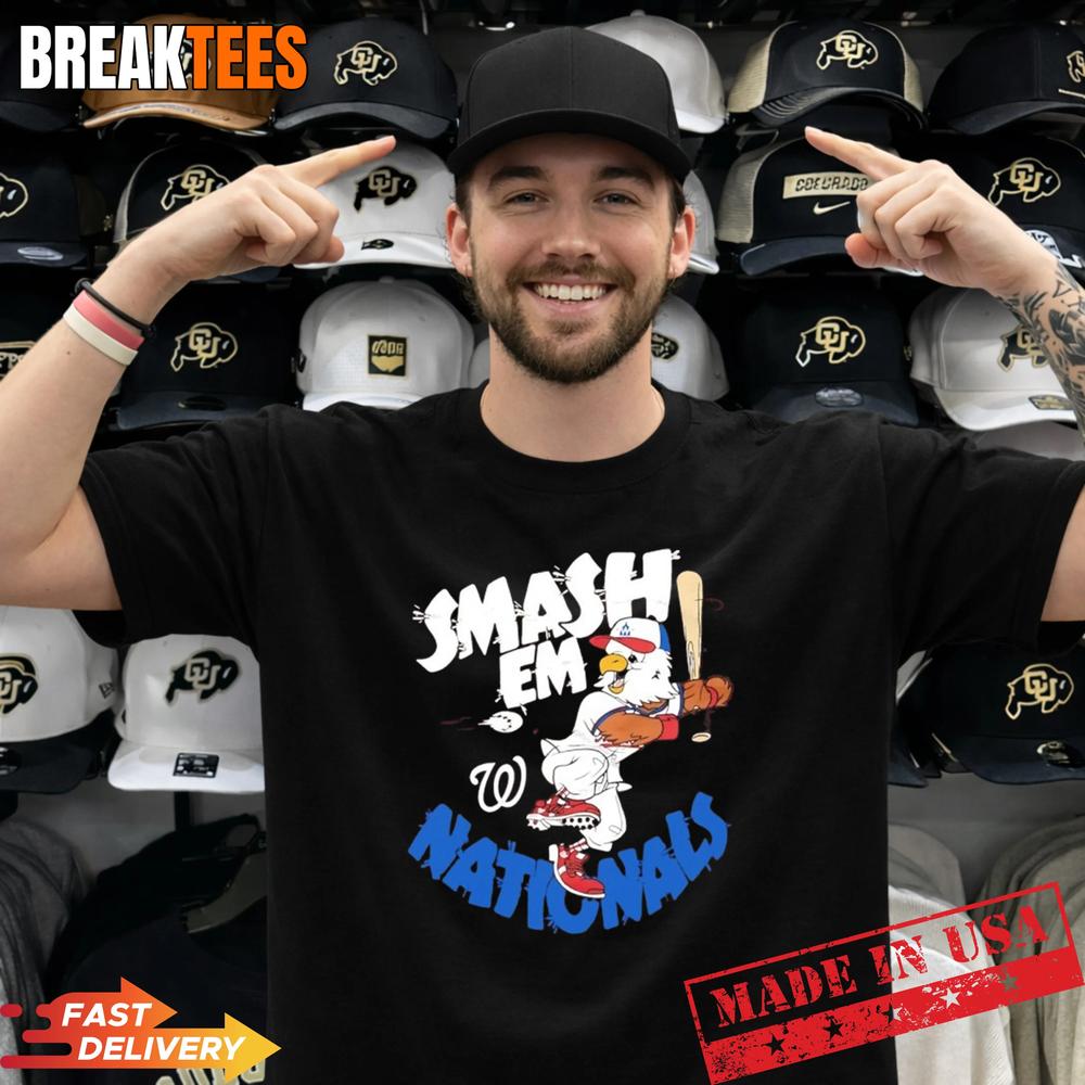 Washington Nationals Screech Smash Em Mascot Baseball - Adult & Kids T-Shirts, Sweatshirts & Hoodies apparel design preview 1
