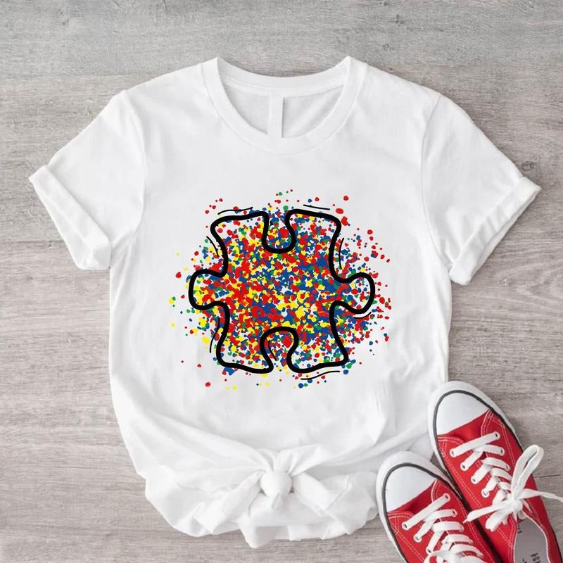 Watercolor Autism Awareness Puzzle Piece Short Sleeve - Adult & Kids T-Shirts, Sweatshirts & Hoodies apparel design preview 1