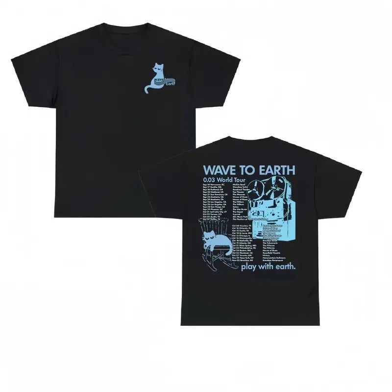 Wave Earth 0.03 Cat Concert 2 Sided Vintage Man 100% - Adult & Kids T-Shirts, Sweatshirts & Hoodies apparel design preview 1