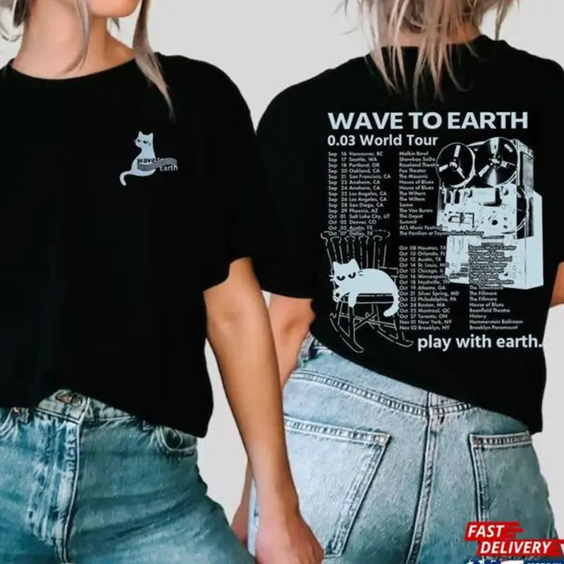 Wave Earth Minimalist Indie Band 90s Vintage Top - Adult & Kids T-Shirts, Sweatshirts & Hoodies apparel design preview 1