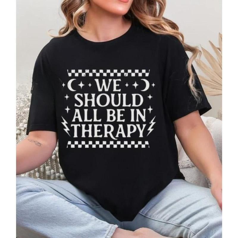 We Should All Be Therapy Funny Emo Softstyle Seasons - Adult & Kids T-Shirts, Sweatshirts & Hoodies apparel design preview 1