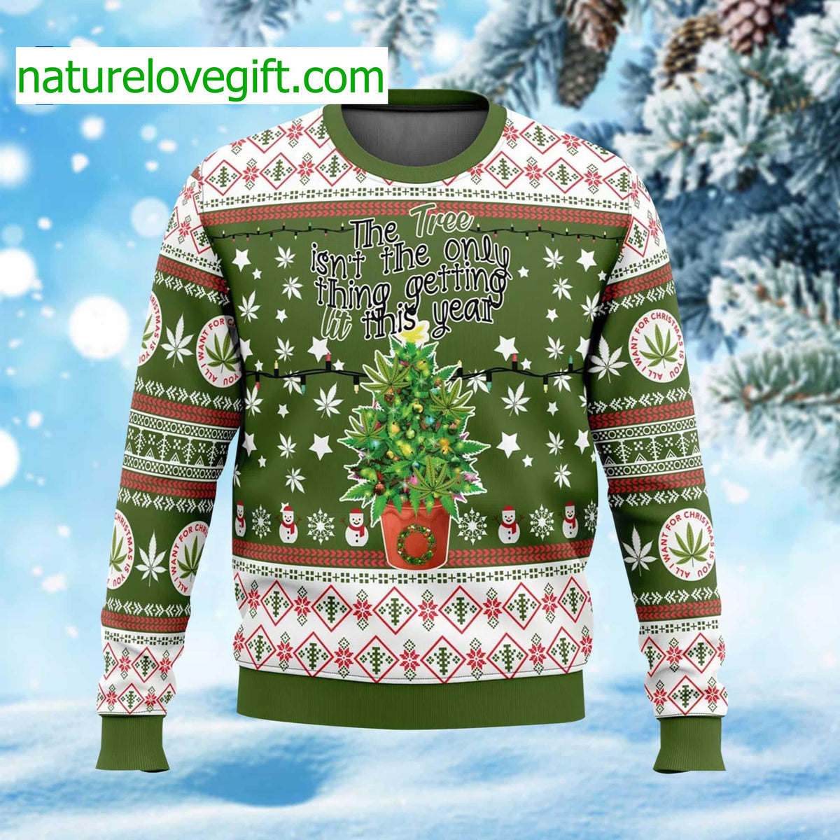 Weed Lit This Year Ugly Christmas Sweater - Holiday Gift product image