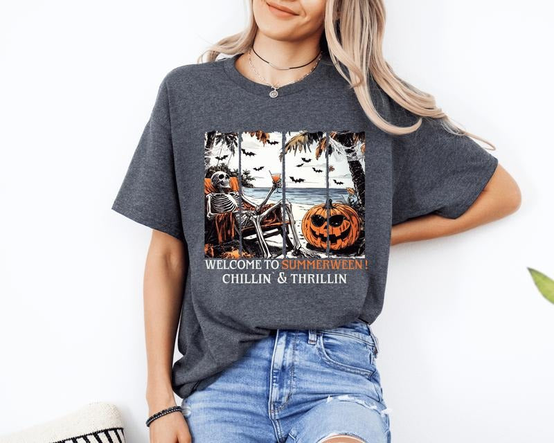 Welcome Summerween Halloween Cotton Autumn - Adult & Kids T-Shirts, Sweatshirts & Hoodies apparel design preview 1