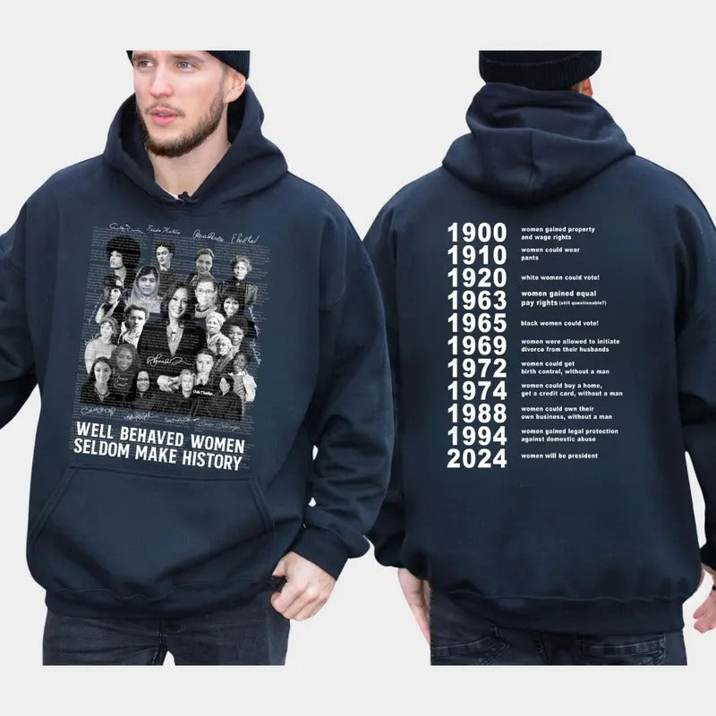 Well Behaved Seldom Make History Harris Walz 2024 - Adult & Kids T-Shirts, Sweatshirts & Hoodies apparel design preview 1