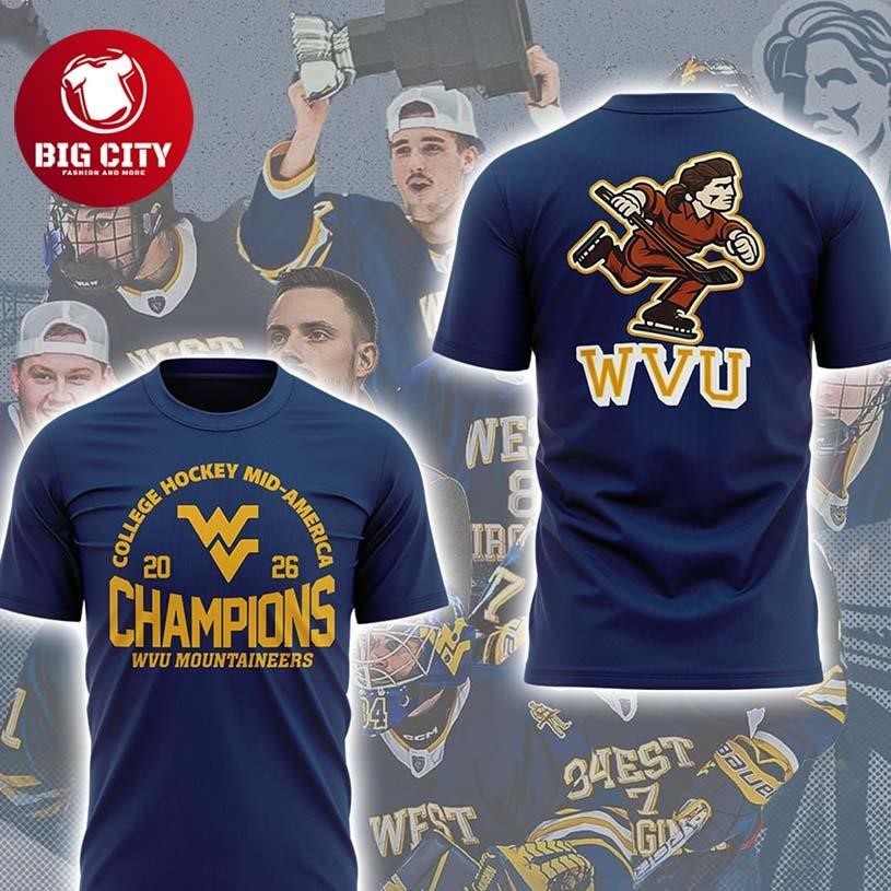 West Virginia Mountaineers 2026 College Hockey - Adult & Kids T-Shirts, Sweatshirts & Hoodies apparel design preview 1