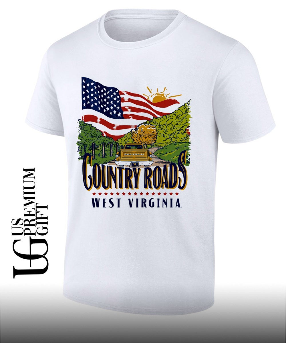 West Virginia Mountaineers Country Roads American USA - Adult & Kids T-Shirts, Sweatshirts & Hoodies apparel design preview 1
