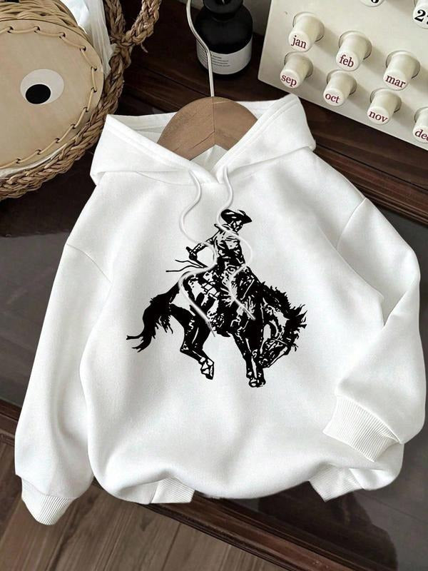 Western Cowboy Print Hooded Fleece Lined Loose Fit - Adult & Kids T-Shirts, Sweatshirts & Hoodies apparel design preview 1