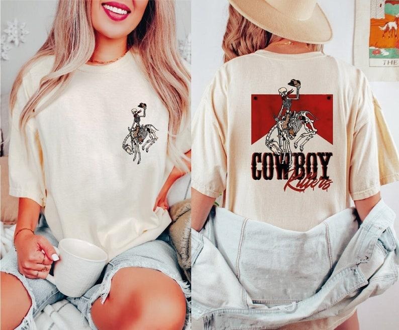 Western Cowboy Marb0r0 Skeleton Rodeo Her Vintage - Adult & Kids T-Shirts, Sweatshirts & Hoodies apparel design preview 1