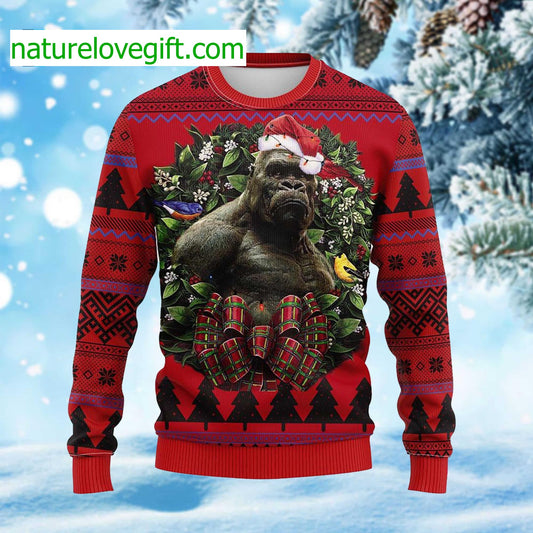 Western Gorilla King Kong Ugly Christmas Sweater - Holiday Gift product image