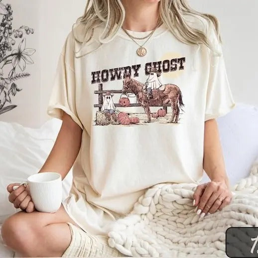 Western Halloween Cowboy Ghost Country Fall Howdy - Adult & Kids T-Shirts, Sweatshirts & Hoodies apparel design preview 1