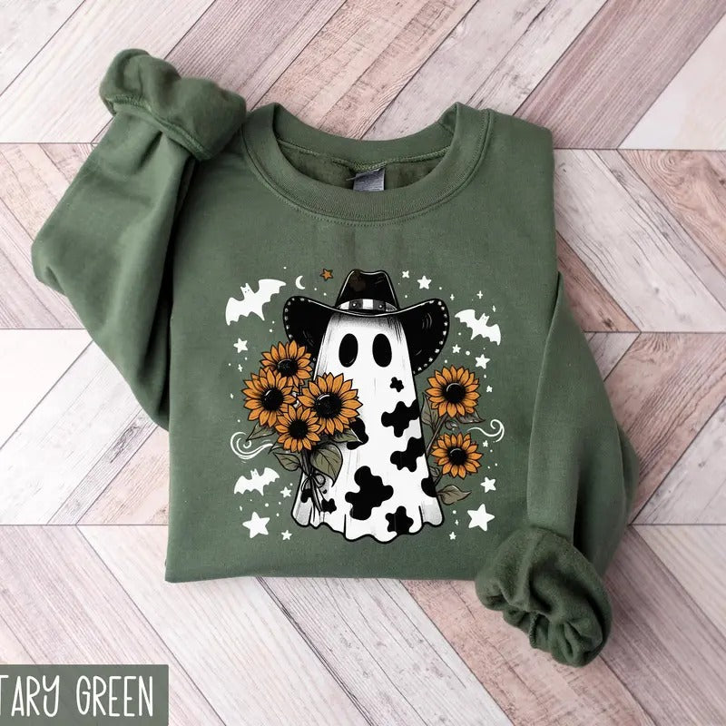 Western Halloween Cowboy Ghost Spooky Cowgirl Howdy - Adult & Kids T-Shirts, Sweatshirts & Hoodies apparel design preview 1