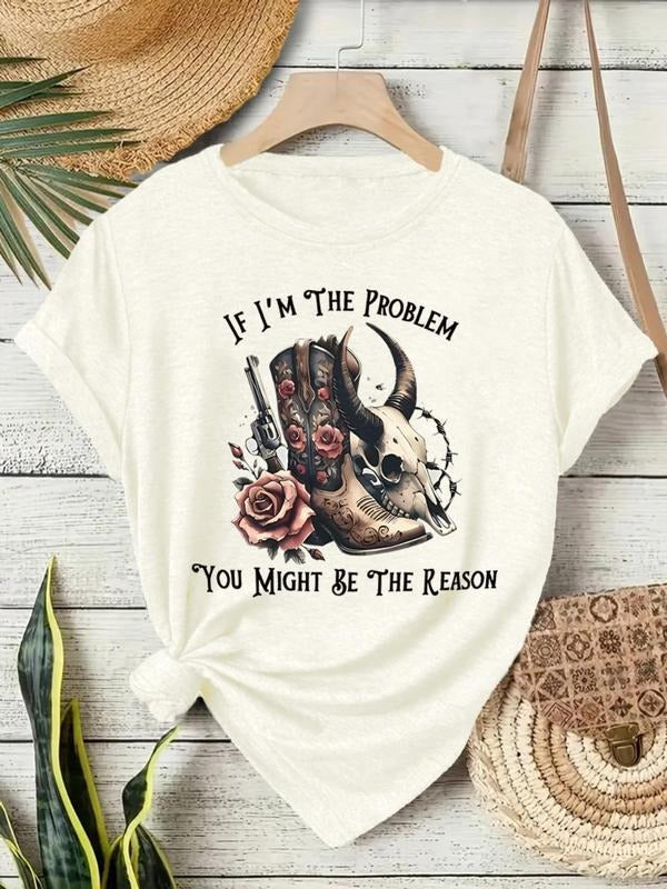 Western Skull Floral Print Summer Casual Sporty - Adult & Kids T-Shirts, Sweatshirts & Hoodies apparel design preview 1