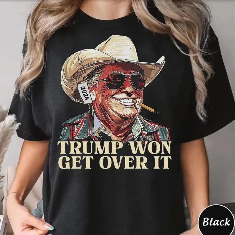 Western Trump Cowboy Won Get Over - Adult & Kids T-Shirts, Sweatshirts & Hoodies apparel design preview 1