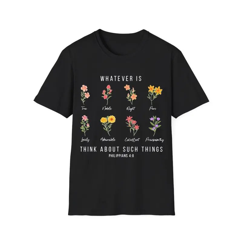 Whatever Is Think About Such Things Wildflower - Adult & Kids T-Shirts, Sweatshirts & Hoodies apparel design preview 1