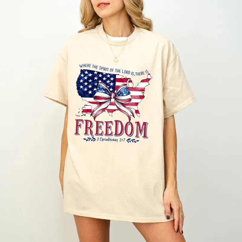 Where Spirit Lord Is There Freedom America Dalmatian - Adult & Kids T-Shirts, Sweatshirts & Hoodies apparel design preview 1