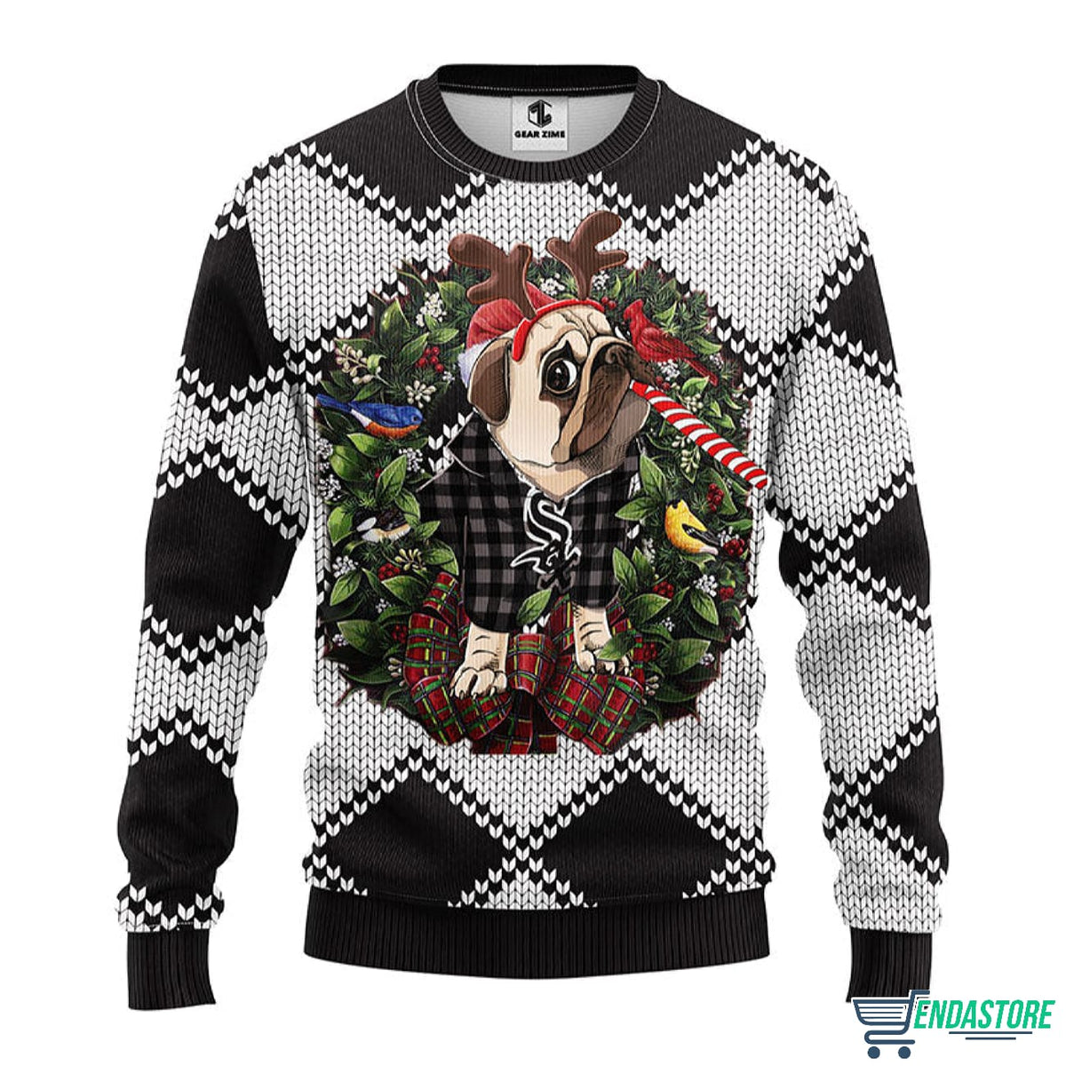White Sox Pub Dog 3D Ugly Christmas Sweater - Holiday Gift product image