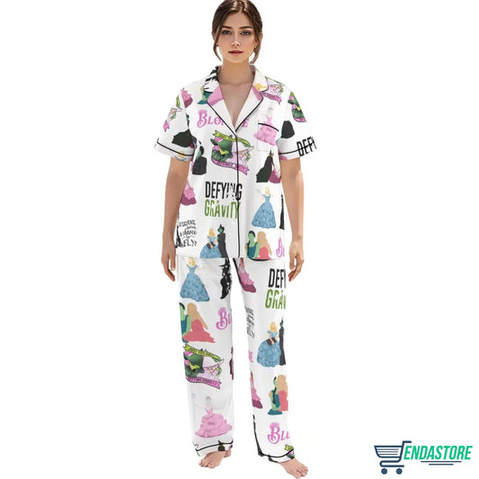 Wicked Elphaba And Glinda Satin Pajama Set 3D Sweater - Gift Idea product image 2