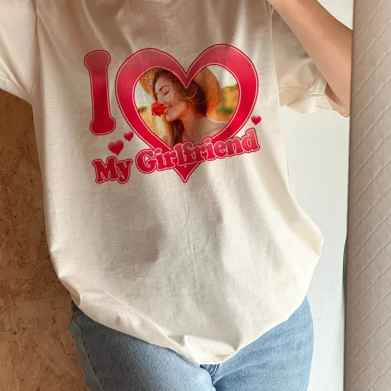 I Love My Girlfriend Custom Photo Boyfriend Wife - Adult & Kids T-Shirts, Sweatshirts & Hoodies apparel design preview 1