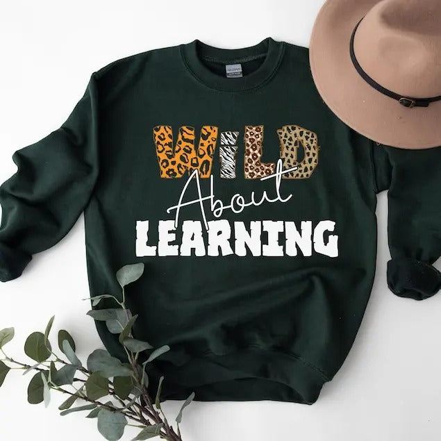 Wild About Learning School 2024 Funny First Day - Adult & Kids T-Shirts, Sweatshirts & Hoodies apparel design preview 1