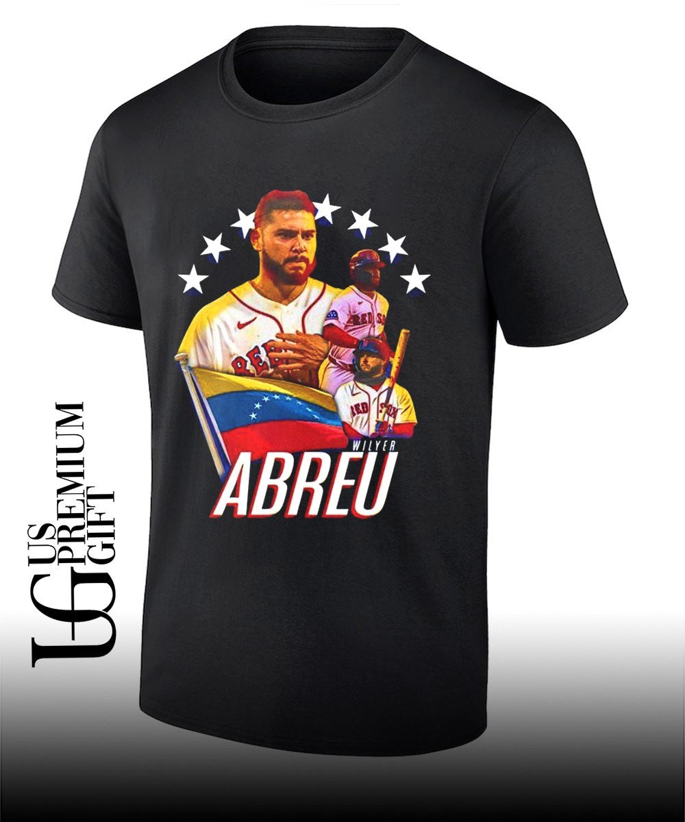 Wilyer Abreu Boston Red Sox Venezuela flag signatures - Adult & Kids T-Shirts, Sweatshirts & Hoodies apparel design preview 1