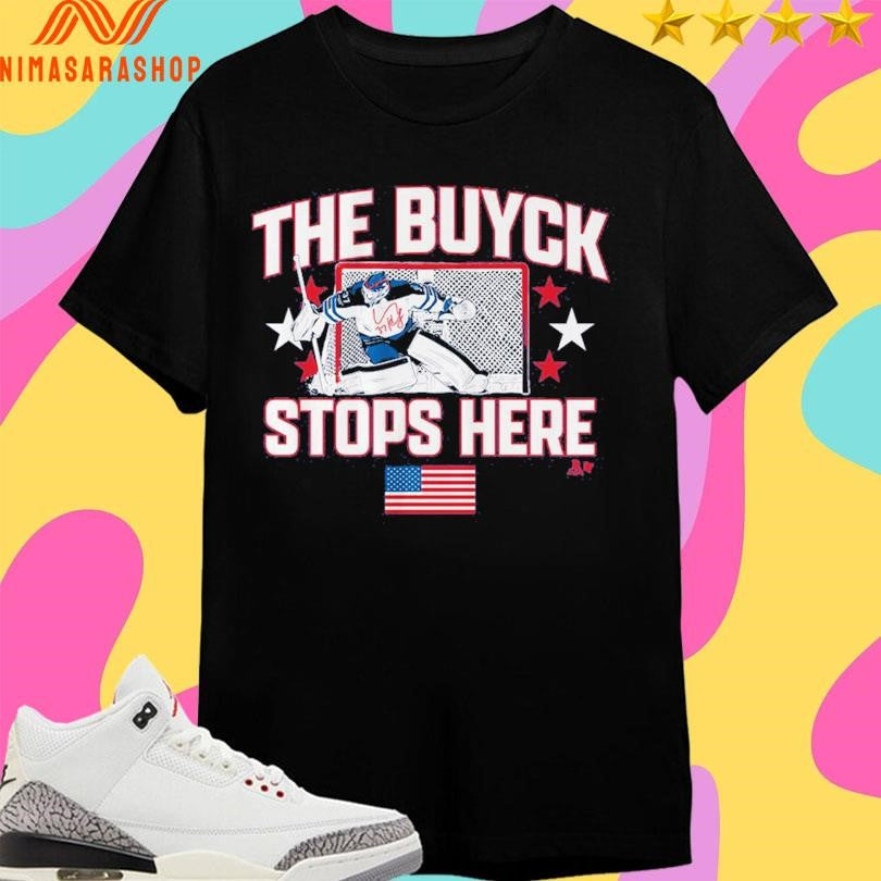 Winnipeg Jets Connor Hellebuyck The Buyck Stops Here - Adult & Kids T-Shirts, Sweatshirts & Hoodies apparel design preview 1