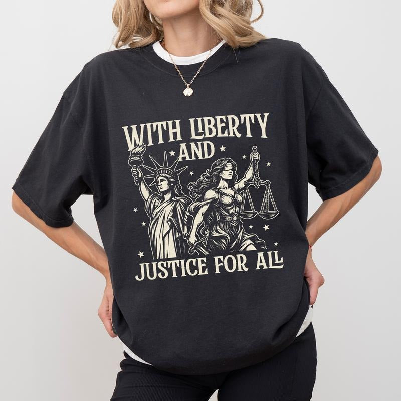 Liberty Justice All Pro Democracy Feminist Freedom - Adult & Kids T-Shirts, Sweatshirts & Hoodies apparel design preview 1