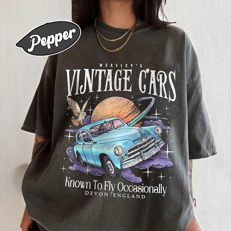 Wizard Flying Car Vintage Weasley Bookish Universal - Adult & Kids T-Shirts, Sweatshirts & Hoodies apparel design preview 1