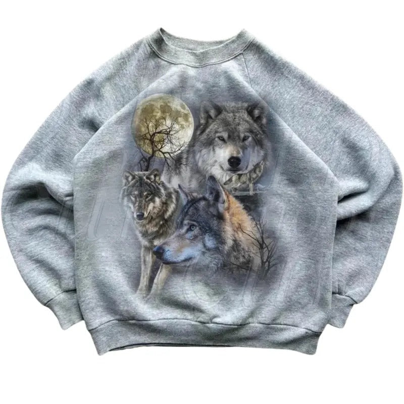 Wolf Retro Mystical Cute Nature Cozy Warm Moon Y2k - Adult & Kids T-Shirts, Sweatshirts & Hoodies apparel design preview 1