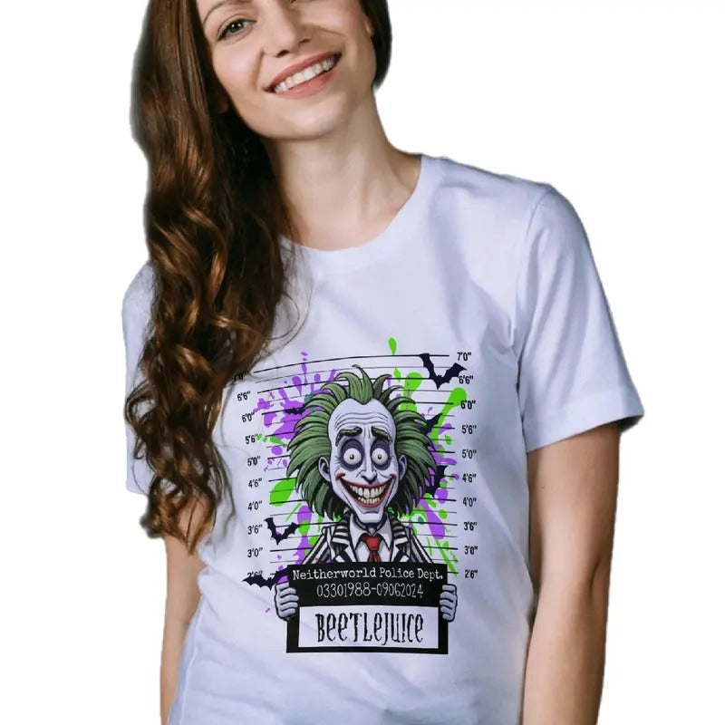 Beetlejuice Cartoon Mugshot Comfortable Cotton Top - Adult & Kids T-Shirts, Sweatshirts & Hoodies apparel design preview 1