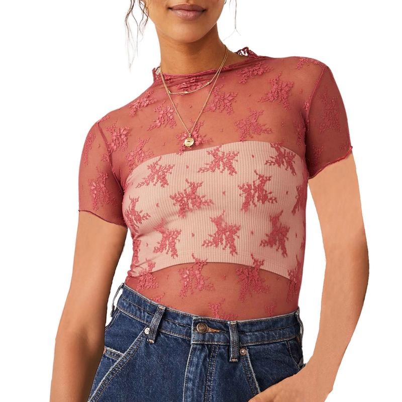 Lace Top Crew Neck Short Sleeve See Through Summer - Adult & Kids T-Shirts, Sweatshirts & Hoodies apparel design preview 1