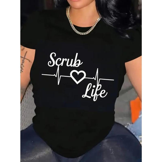 "Scrub Life" EKG Soft 100% Crew Neck Short Sleeve - Adult & Kids T-Shirts, Sweatshirts & Hoodies apparel design preview 1