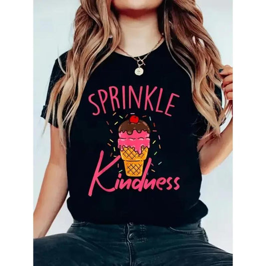 "Sprinkle Kindness" Ice Cream Casual Black Short - Adult & Kids T-Shirts, Sweatshirts & Hoodies apparel design preview 1