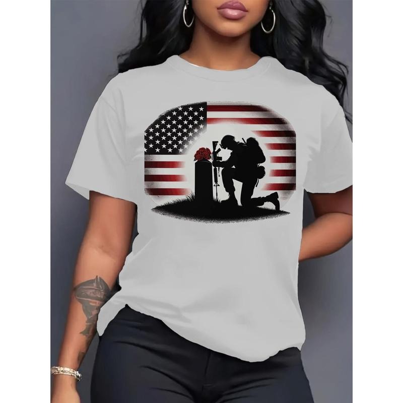 Casual Short Sleeve Memorial Soldier Silhouette - Adult & Kids T-Shirts, Sweatshirts & Hoodies apparel design preview 1
