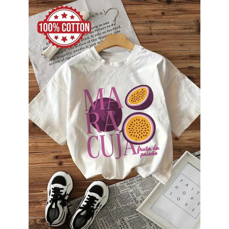Casual "Maracuja" Print Short Sleeve Round Neck White - Adult & Kids T-Shirts, Sweatshirts & Hoodies apparel design preview 1