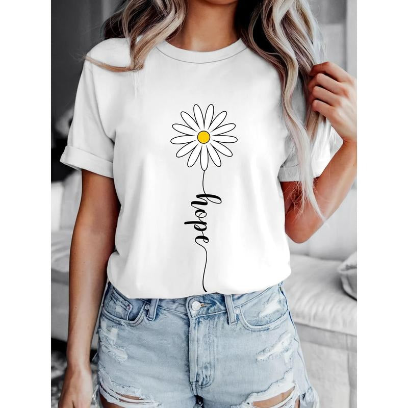 Daisy Print Pure Round Neck Short Sleeved - Adult & Kids T-Shirts, Sweatshirts & Hoodies apparel design preview 1