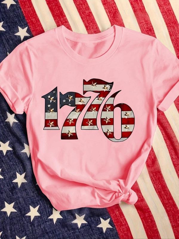 "1776" Figure American Flag Print Round Neck Vintage - Adult & Kids T-Shirts, Sweatshirts & Hoodies apparel design preview 1