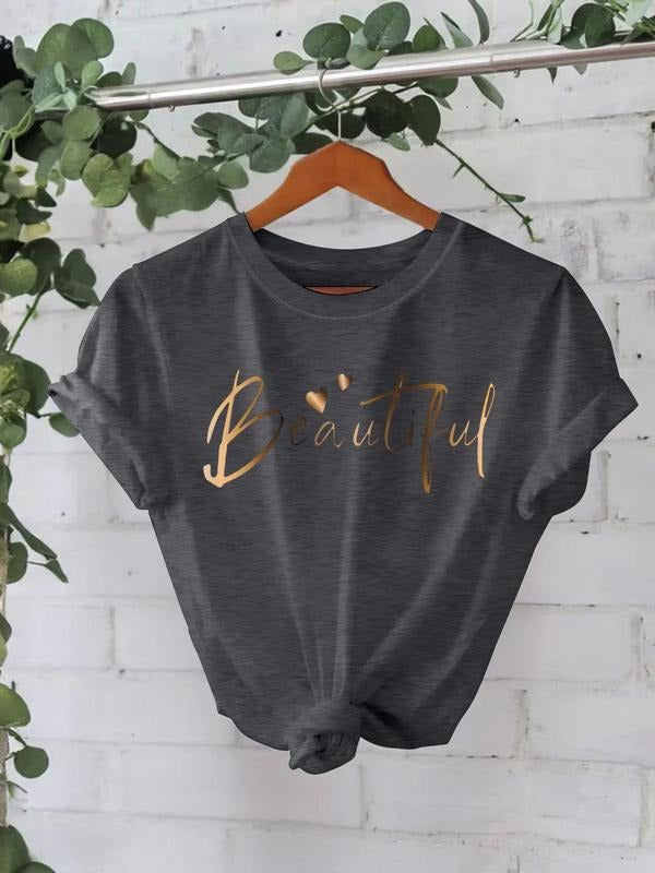Letter Print Round Neck Casual Short Sleeve Crew - Adult & Kids T-Shirts, Sweatshirts & Hoodies apparel design preview 1