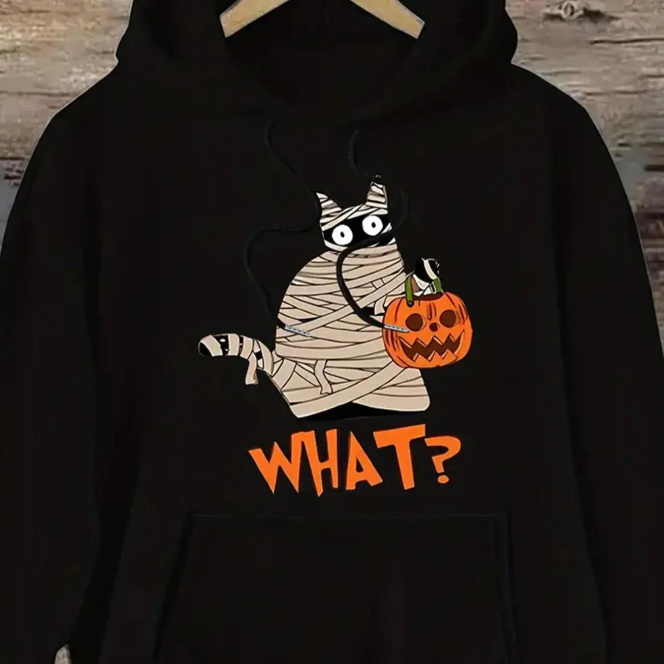 Cat Pumpkin Print Drop Shoulder Casual Drawstring - Adult & Kids T-Shirts, Sweatshirts & Hoodies apparel design preview 1