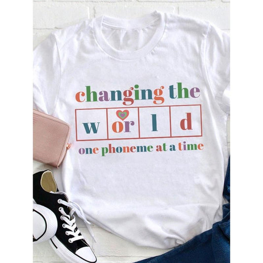 "Changing World One Phoneme Time" Casual Round Neck - Adult & Kids T-Shirts, Sweatshirts & Hoodies apparel design preview 1