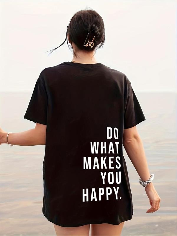 "Do What Makes You Happy" Slogan Print Round Neck - Adult & Kids T-Shirts, Sweatshirts & Hoodies apparel design preview 1