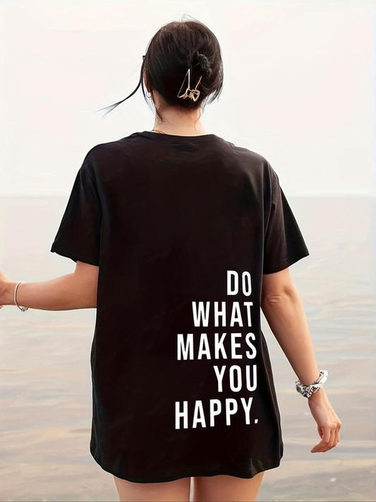 "Do What Makes You Happy" Slogan Print Round Neck - Adult & Kids T-Shirts, Sweatshirts & Hoodies apparel design preview 1