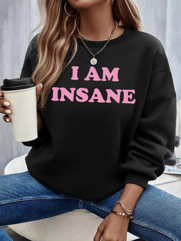 "I AM INSANE" Letter Print Drop Shoulder Thermal - Adult & Kids T-Shirts, Sweatshirts & Hoodies apparel design preview 1