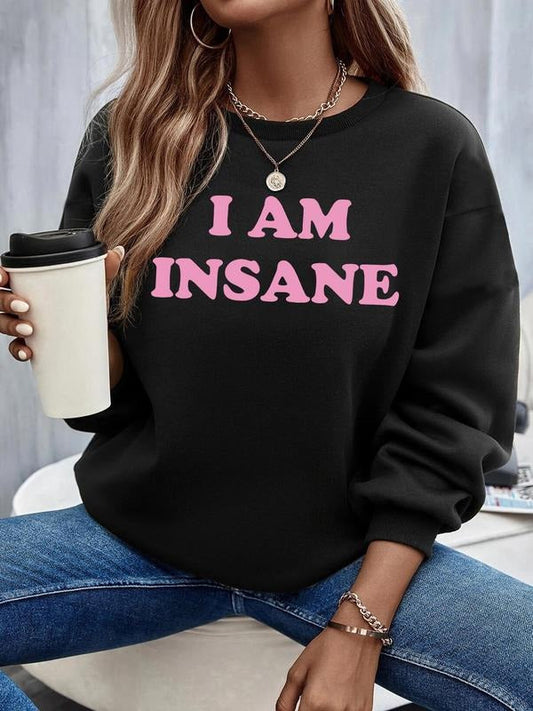 "I AM INSANE" Letter Print Drop Shoulder Thermal - Adult & Kids T-Shirts, Sweatshirts & Hoodies apparel design preview 1