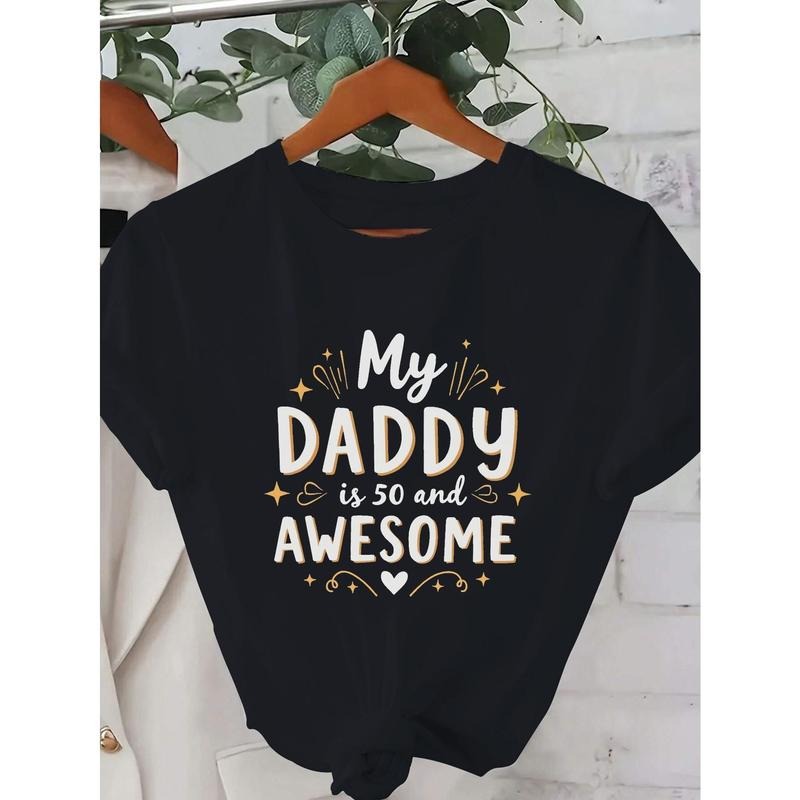 "My Daddy Is 50 Awesome" Vibrant Red Pure Cotton - Adult & Kids T-Shirts, Sweatshirts & Hoodies apparel design preview 1