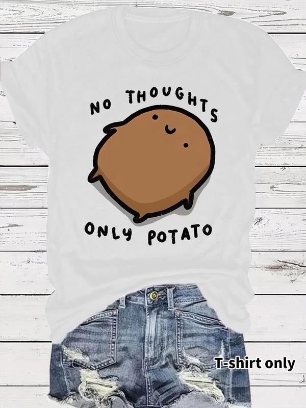 "NO THOUGHTS ONLY POTATO" Slogan Print Round Neck - Adult & Kids T-Shirts, Sweatshirts & Hoodies apparel design preview 1