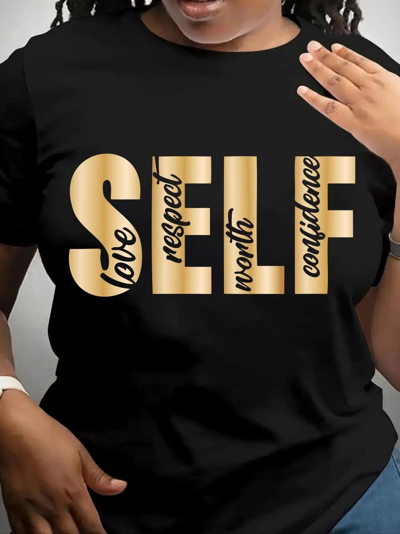 "SELF" Letter Print Round Neck Casual Short Sleeve - Adult & Kids T-Shirts, Sweatshirts & Hoodies apparel design preview 1